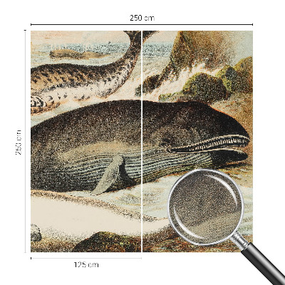 Peel and stick wallpaper mural with a sea giants design