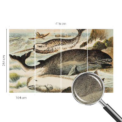 Peel and stick wallpaper mural with a sea giants design