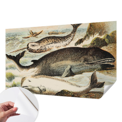 Peel and stick wallpaper mural with a sea giants design