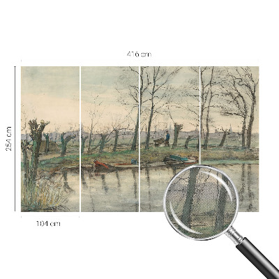 Self-adhesive photo wallpaper with a winter landscape motif
