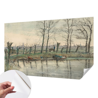 Self-adhesive photo wallpaper with a winter landscape motif