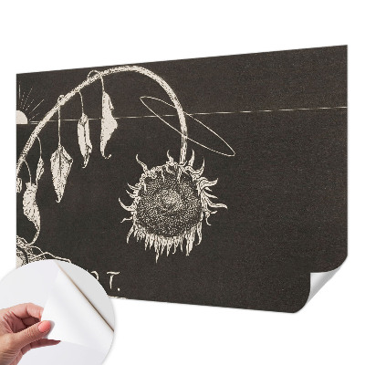 Removable wall mural with a nostalgic sunflower design
