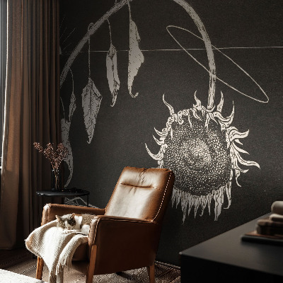 Removable wall mural with a nostalgic sunflower design