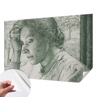 Stick-on wall mural featuring a reflective woman motif