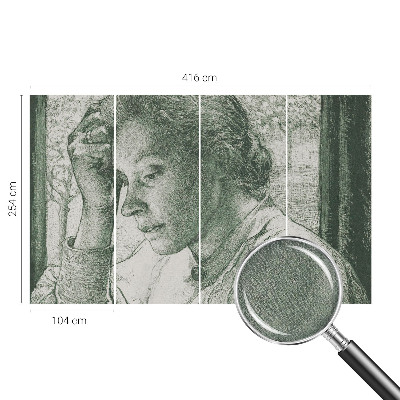 Stick-on wall mural featuring a reflective woman motif