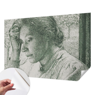 Stick-on wall mural featuring a reflective woman motif