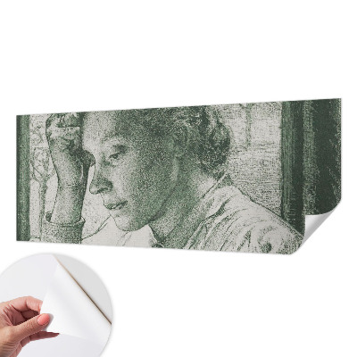 Stick-on wall mural featuring a reflective woman motif