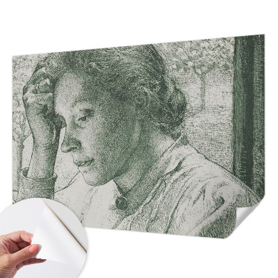 Stick-on wall mural featuring a reflective woman motif