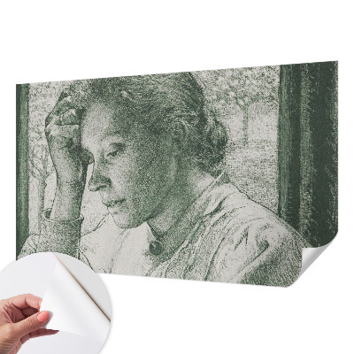 Stick-on wall mural featuring a reflective woman motif