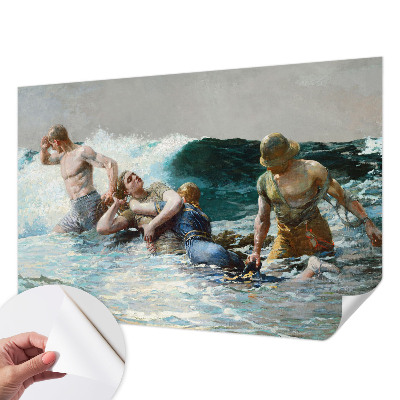 Removable wall mural wallpaper featuring a naval combat scene