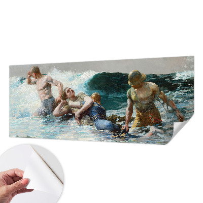 Removable wall mural wallpaper featuring a naval combat scene