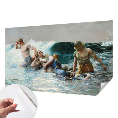 Removable wall mural wallpaper featuring a naval combat scene