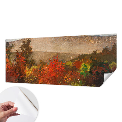 Peel and stick wall mural for kids' room with an autumn panorama design