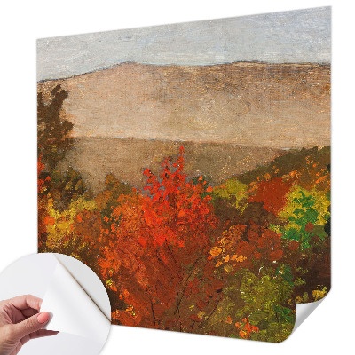Peel and stick wall mural for kids' room with an autumn panorama design