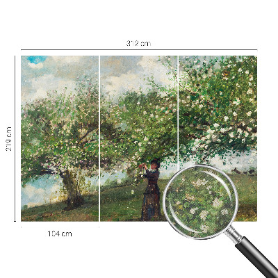 3D photo wallpaper mural with a spring scene