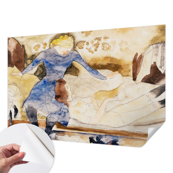 Children's wall mural with a feminine peace design