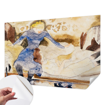 Children's wall mural with a feminine peace design