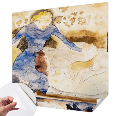 Children's wall mural with a feminine peace design
