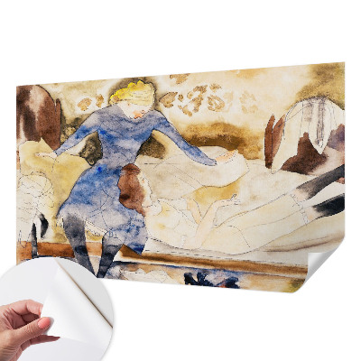 Children's wall mural with a feminine peace design