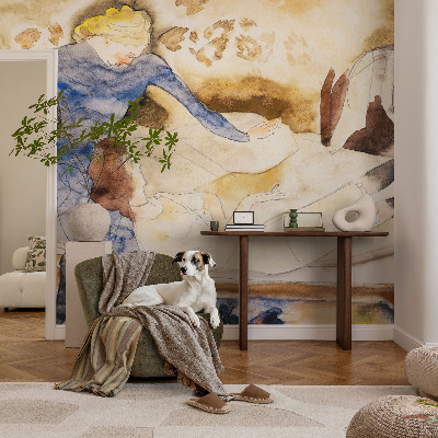 Children's wall mural with a feminine peace design