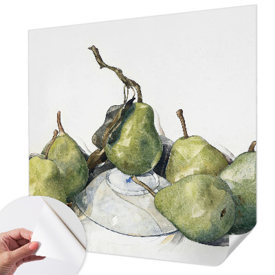Baby room wall mural with watercolor pears motif