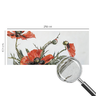 Peel and stick wall mural with a red poppy pattern
