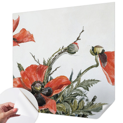 Peel and stick wall mural Red poppies