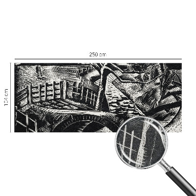Self-adhesive wall mural with an architectural landscape design