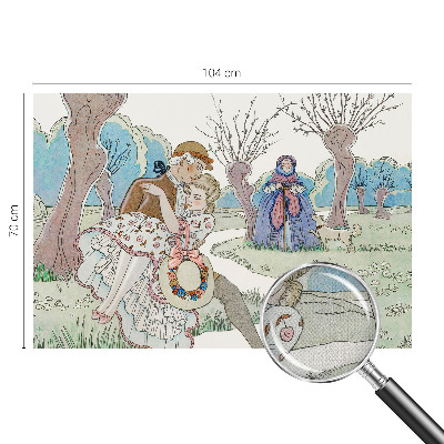 Stick-on wall mural with a romantic scene