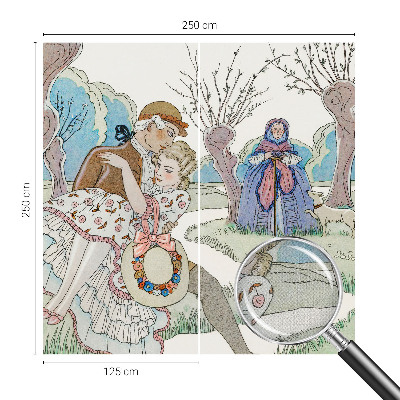 Stick-on wall mural with a romantic scene