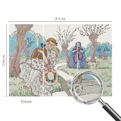 Stick-on wall mural with a romantic scene