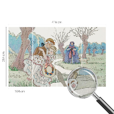 Stick-on wall mural with a romantic scene