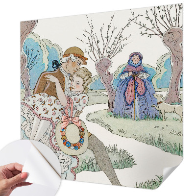 Stick-on wall mural with a romantic scene
