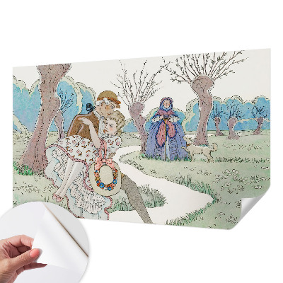 Stick-on wall mural with a romantic scene
