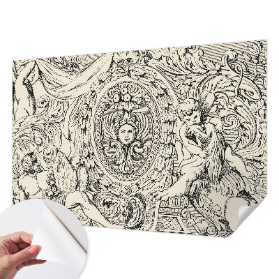 Removable wall mural with an abundant ornamental pattern