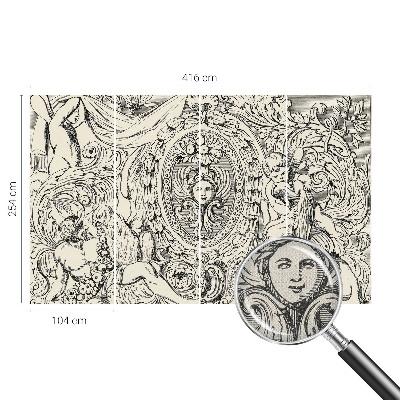 Removable wall mural with an abundant ornamental pattern
