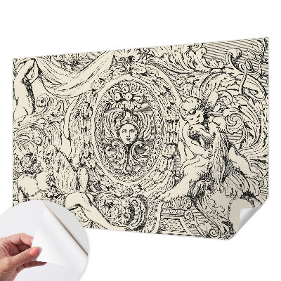 Removable wall mural with an abundant ornamental pattern