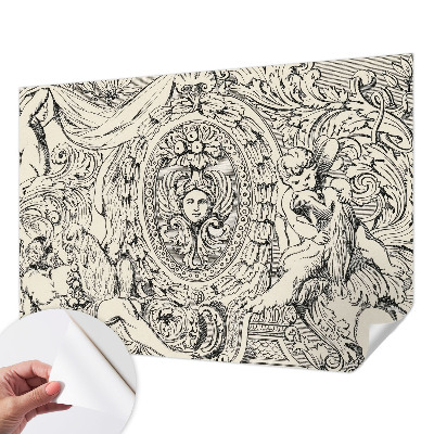 Removable wall mural with an abundant ornamental pattern