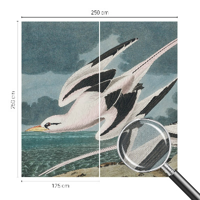 Removable wall mural wallpaper featuring a birds by the sea motif