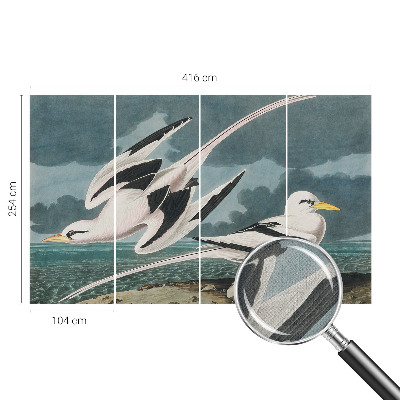 Removable wall mural wallpaper featuring a birds by the sea motif