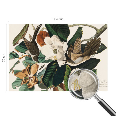 Peel and stick wall mural for bedroom Birds magnolias