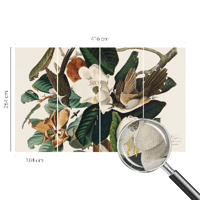 Peel and stick wall mural for bedroom Birds magnolias