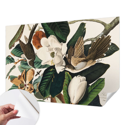 Peel and stick wall mural for bedroom Birds magnolias