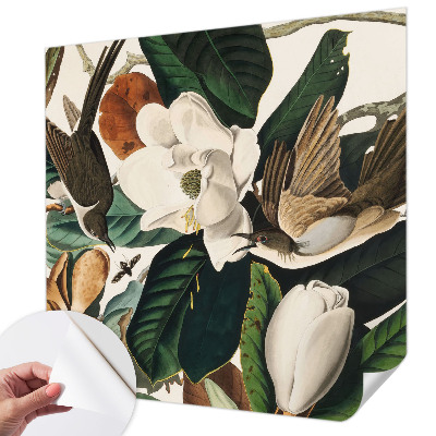 Peel and stick wall mural for bedroom Birds magnolias
