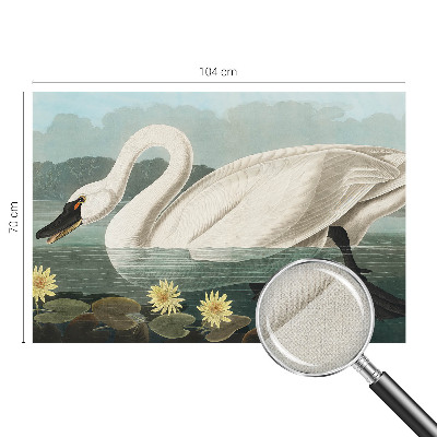 Peel and stick wall mural for kids' room with a swan and water lilies