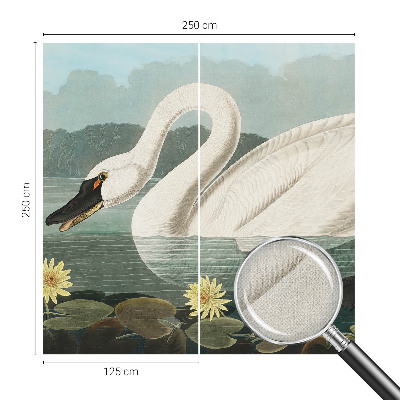 Peel and stick wall mural for kids' room with a swan and water lilies