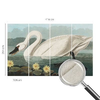 Peel and stick wall mural for kids' room with a swan and water lilies