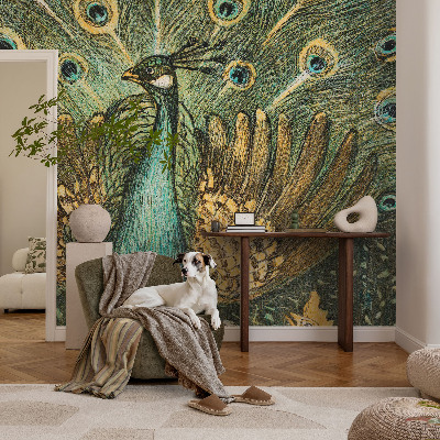 3D photo wallpaper mural with a majestic peacock design