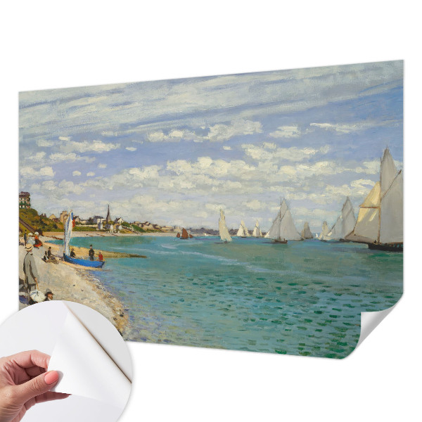 Baby room wall mural with a seaside landscape design
