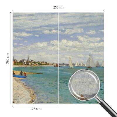 Baby room wall mural with a seaside landscape design